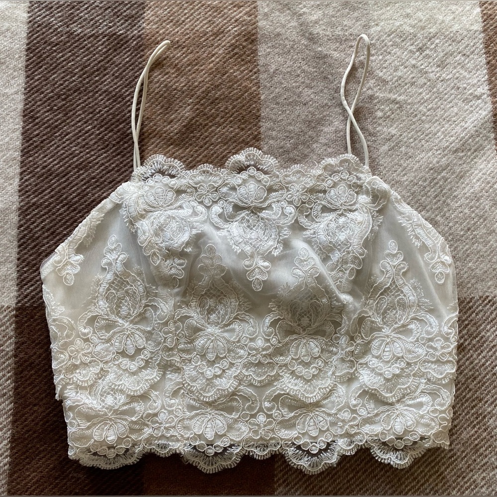 Topshop Cream Satin Lace Cami, Sz 4